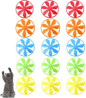 15 Pieces Cat Fetch Toys Colorful Flying Propellers Cat Chasing Flying Propeller Playing Toy for Interactive, Exercising, Training, Hunting, Chasing, Batting, 5 Colors