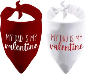 2 Pack My Mom/Dad is My Valentine Dog Bandana Valentine's Day Dog Bandana Gift (2 Pack Dad Valentine)