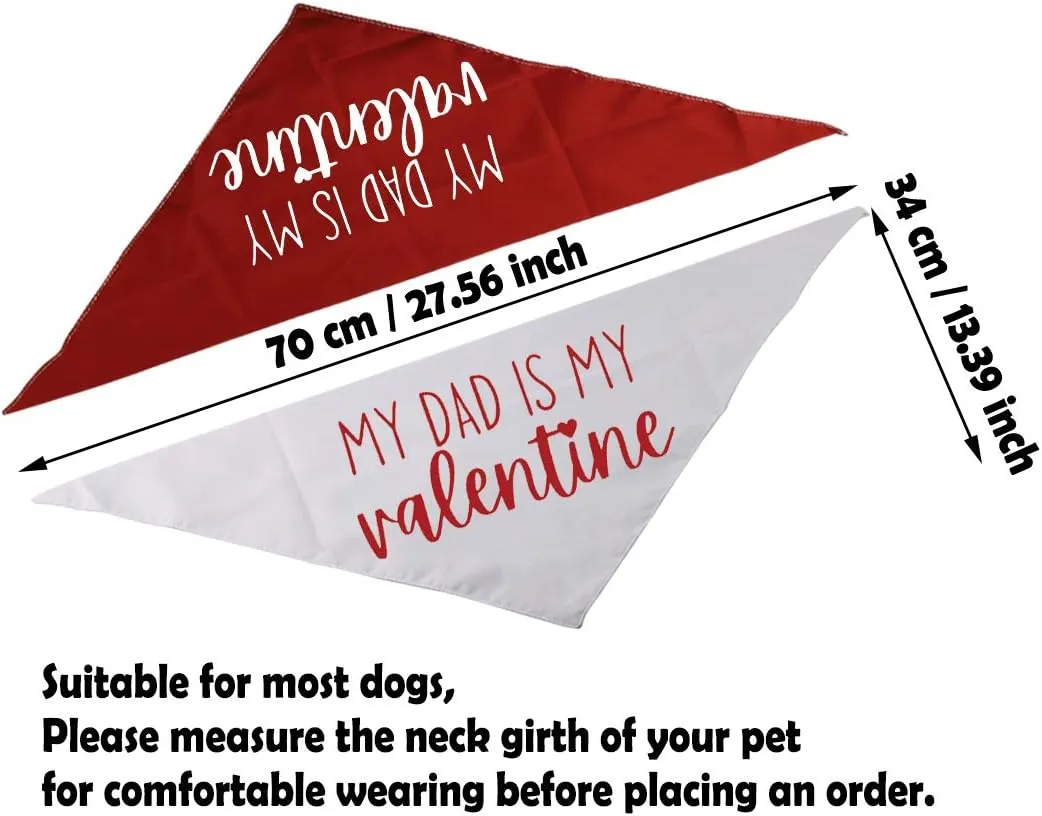 2 Pack My Mom/Dad is My Valentine Dog Bandana Valentine's Day Dog Bandana Gift (2 Pack Dad Valentine)