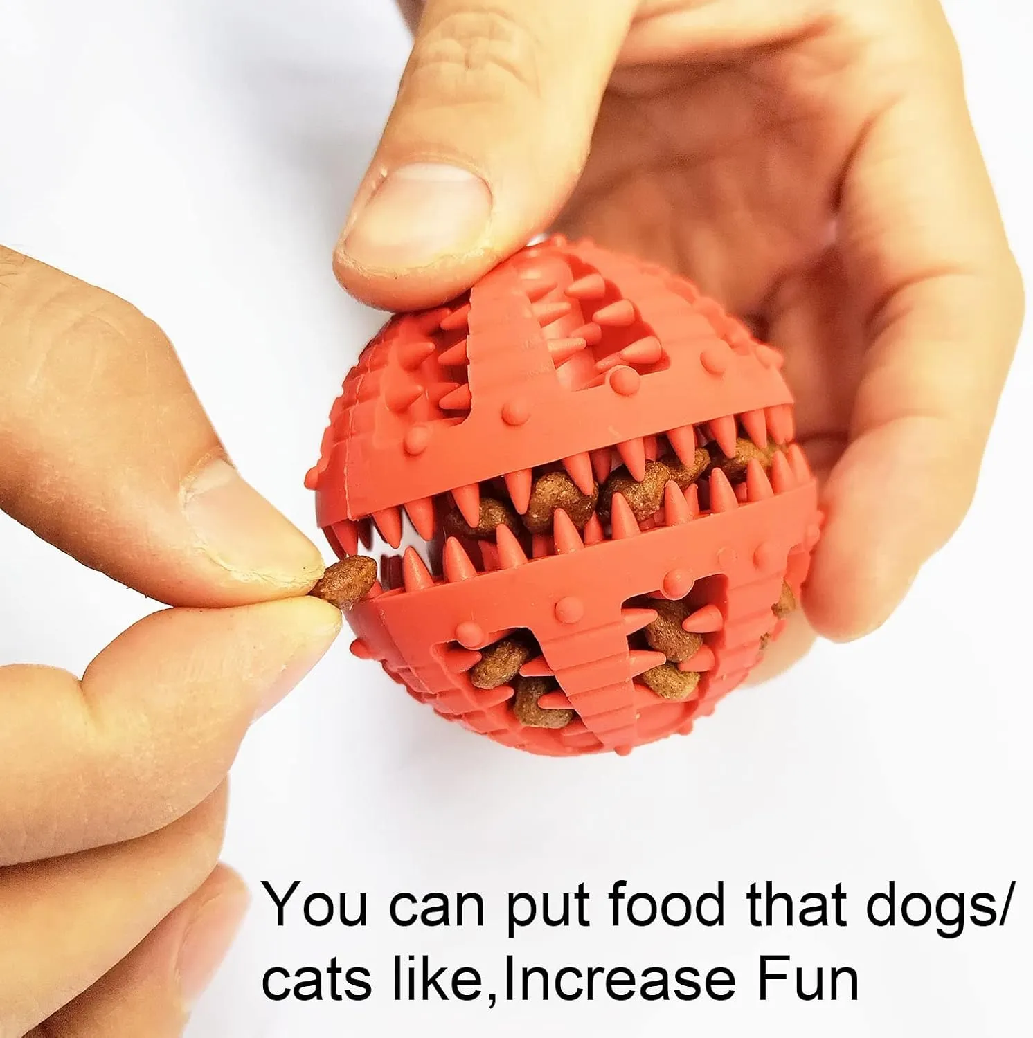 2 Pcs Dog Teeth Ball, Puzzle & Treat Dispensing Dog Toys, Non Toxic Tear Resistant Natural Rubber Toy for Pet Teeth Cleaning/Chewing/Playing/Training (Yellow Red, 2.36in)