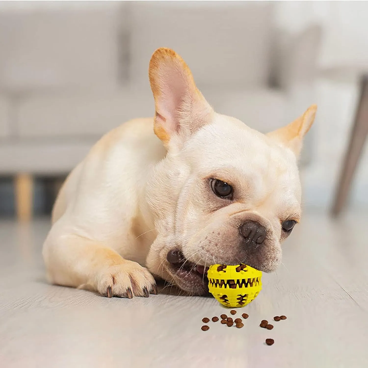 2 Pcs Dog Teeth Ball, Puzzle & Treat Dispensing Dog Toys, Non Toxic Tear Resistant Natural Rubber Toy for Pet Teeth Cleaning/Chewing/Playing/Training (Yellow Red, 2.36in)