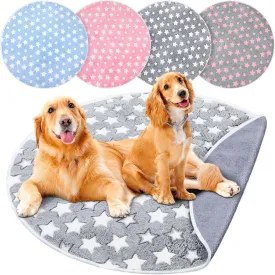 4 Pcs Round Whelping Pee Pads Washable for Dogs Waterproof Pet Training Mats Reusable Puppy Whelping Pads Non Slip Cat Dog Bed Mat for Crate Kennel(Large Star,48 Inches)