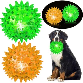 4.5 Light Up Squeaky Dog Balls: Led Spikey Dog Balls for Aggressive Chewers Chew Toys for Teething
