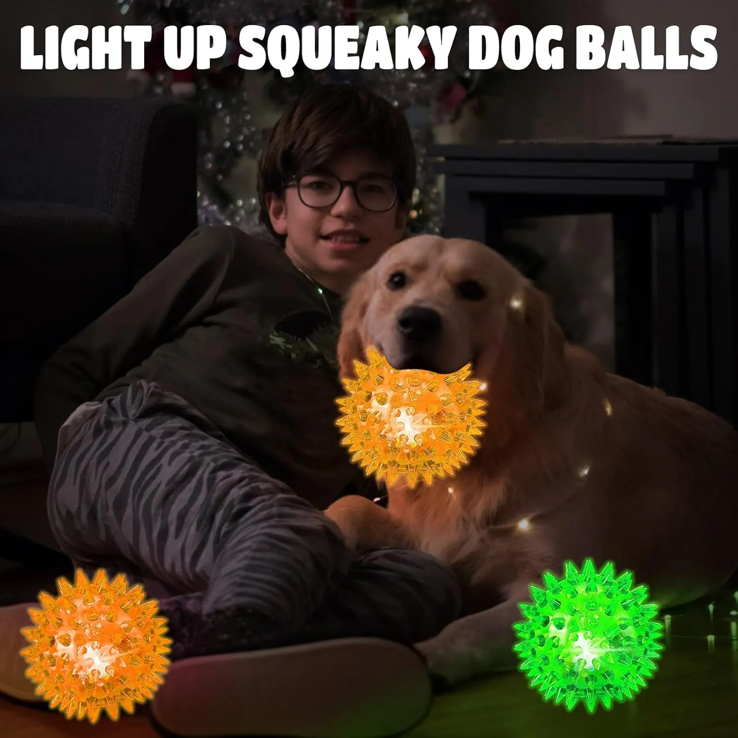 4.5 Light Up Squeaky Dog Balls: Led Spikey Dog Balls for Aggressive Chewers Chew Toys for Teething