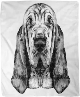60x80 Inches Flannel Throw Blanket The Head of Dog Breed Bloodhound Graphics Sketch Black Home Decorative Warm Cozy Soft Blanket for Couch Sofa Bed