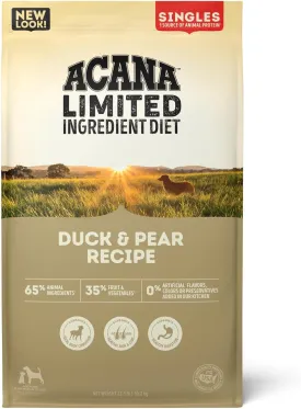 ACANA Singles Limited Ingredient Dry Dog Food, Duck & Pear Recipe, Single Protein Source Dog Food Kibble, 22.5lb