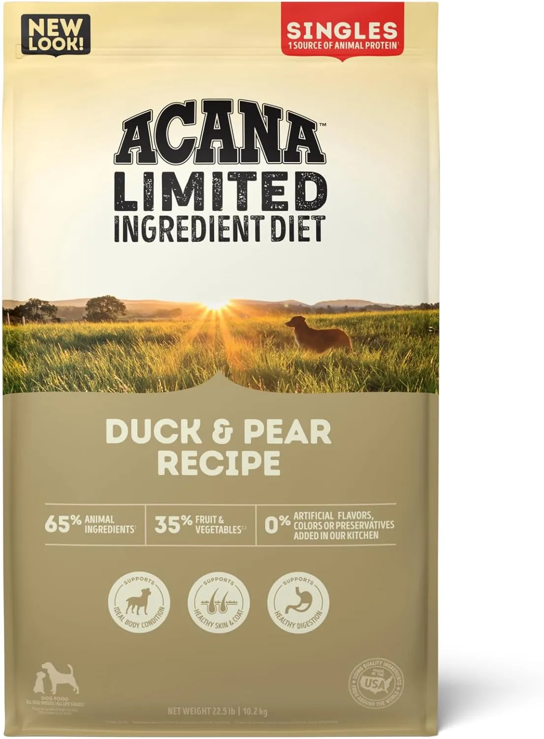 ACANA Singles Limited Ingredient Dry Dog Food, Duck & Pear Recipe, Single Protein Source Dog Food Kibble, 22.5lb