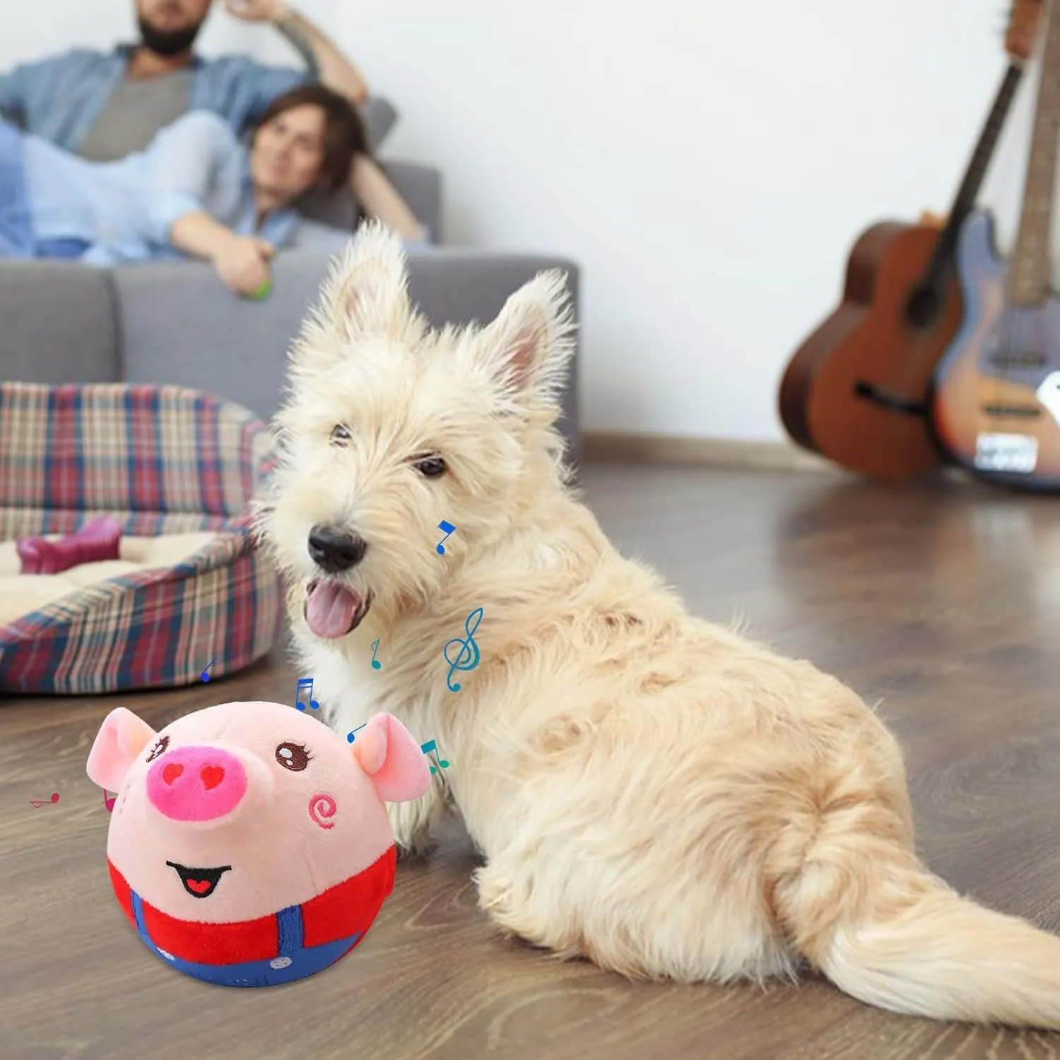 Active Moving Pet Plush Toy, Interactive Dog Toy Pet Bouncing Balls, USB Rechargeable Interactive Washable Cartoon Pig Plush Sound Electronic Dog Toy, Small Plush Sound Toys for Dogs (E)