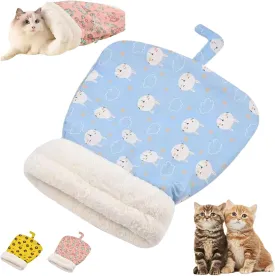 Aimery Cat Sleeping Bag for Indoor Cats, 360 Wrap Self Warm Winter Cat Sleeping Bag, 17.7 * 21.7 inches, Suitable for Cats Under 7.5 kg, Soft Fluffy Washable Calming Pet Bed Cave (Blue)