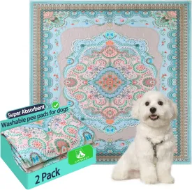 Aitmexcn Washable Pee Pads for Dogs, Reusable 24x 48 Waterproof Boho Mats for Puppy, Guinea Pig, Rabbit,Highly Absorbent,Ultra Soft, Non-Slip,Machine Washable,Stylish Design,2 Pack
