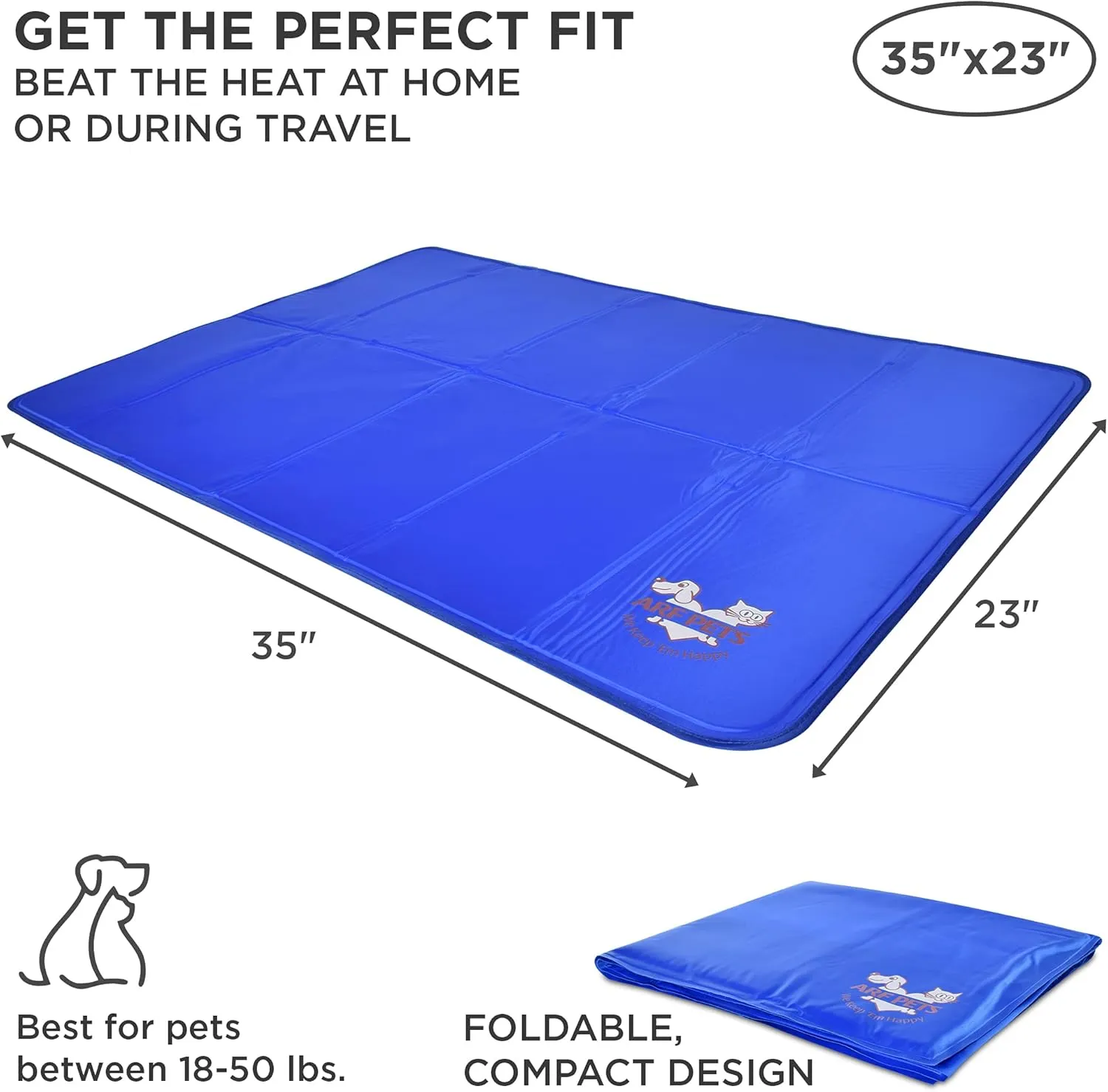 Arf Pets Dog Cooling Mat 23 x 35 Pad for Kennels, Crates, Beds, Non-Toxic, Durable Solid Self Cooling Gel No Refrigeration or Electricity Needed