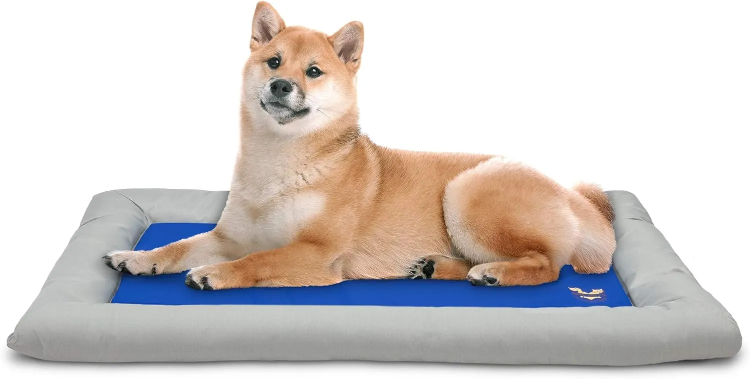 Arf Pets Dog Self Cooling Bed Pet Bed  Solid Gel Based Self Cooling Mat for Pets, Includes a Foam Based Bolster Bed for Extra Comfort