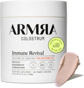 ARMRA Colostrum Premium Powder, Grass Fed, Gut Health Bloating Immunity Skin & Hair, Contains 400  Bioactive Nutrients, Potent Bioavailable, Keto, Gluten & Fat Free (Vine Watermelon | 90 Servings)