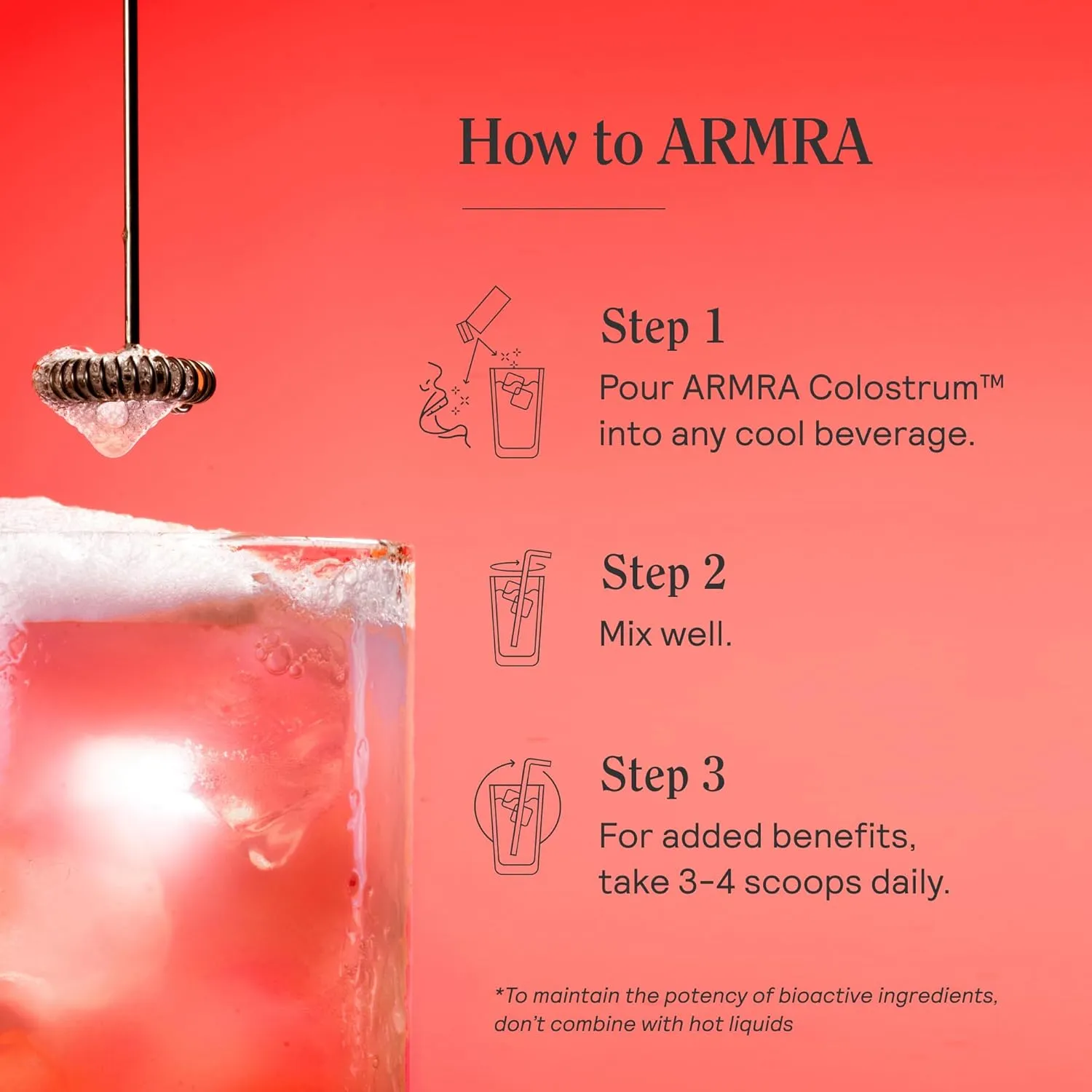 ARMRA Colostrum Premium Powder, Grass Fed, Gut Health Bloating Immunity Skin & Hair, Contains 400  Bioactive Nutrients, Potent Bioavailable, Keto, Gluten & Fat Free (Vine Watermelon | 90 Servings)