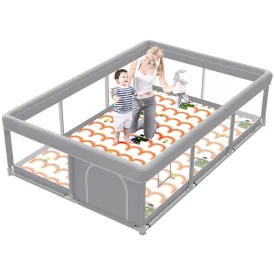 Baby Playpen 74"x50" with Mat Play Pens for Babies and Toddlers, Large Play Yards for Indoor & Outdoor with Zipper Gates