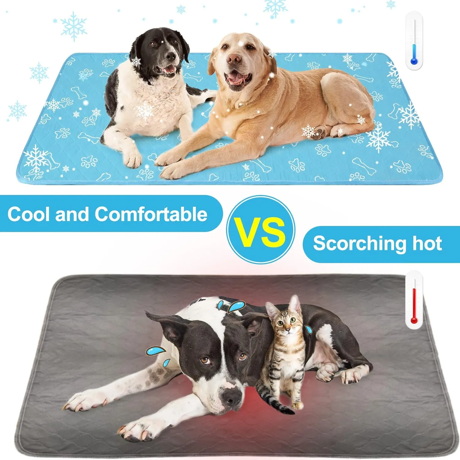 BEAUTYZOO Upgraded Dog Self Cooling Mat Ice Silk Chill Pads for Small Medium Large Dogs - Summer Reusable Pet Training Pad - Absorbent Non-Slip Cool Mat for Kennels, Crates and Beds, 23" x 35"
