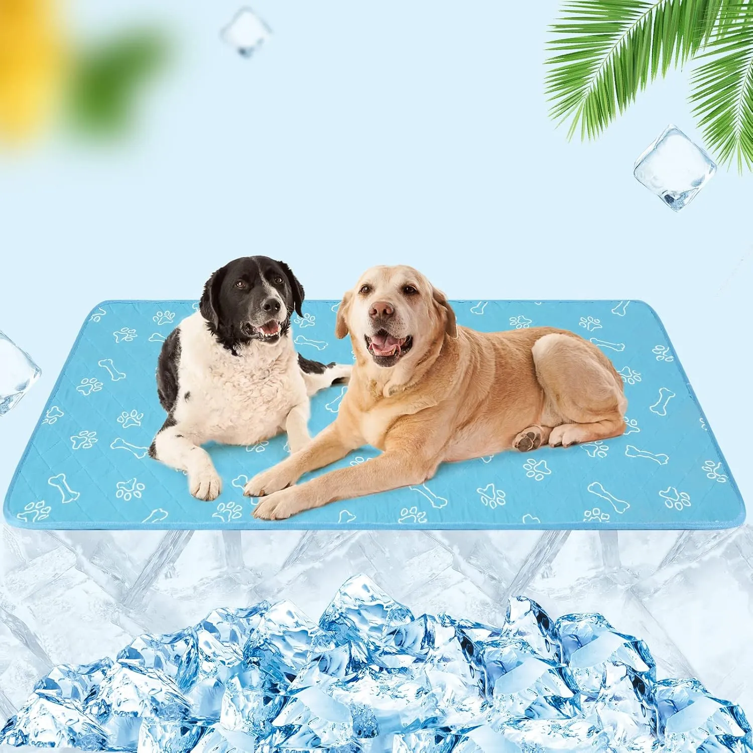 BEAUTYZOO Upgraded Dog Self Cooling Mat Ice Silk Chill Pads for Small Medium Large Dogs - Summer Reusable Pet Training Pad - Absorbent Non-Slip Cool Mat for Kennels, Crates and Beds, 23" x 35"