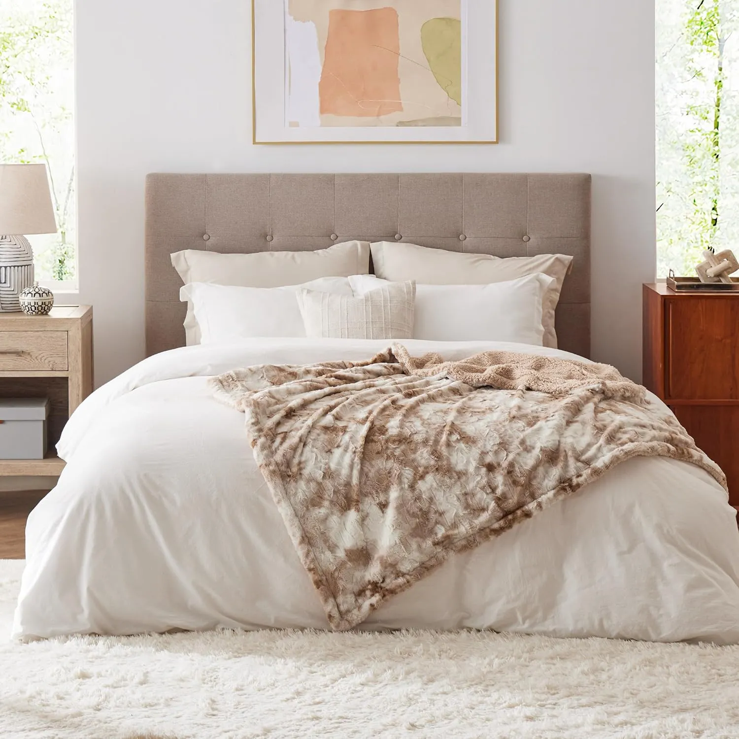 Bedsure Sherpa Blanket Twin Size - Soft, Fuzzy & Fluffy Faux Fur - Warm, Cozy Blanket for Couch, Sofa and Bed, Beige, 60x80 Inches