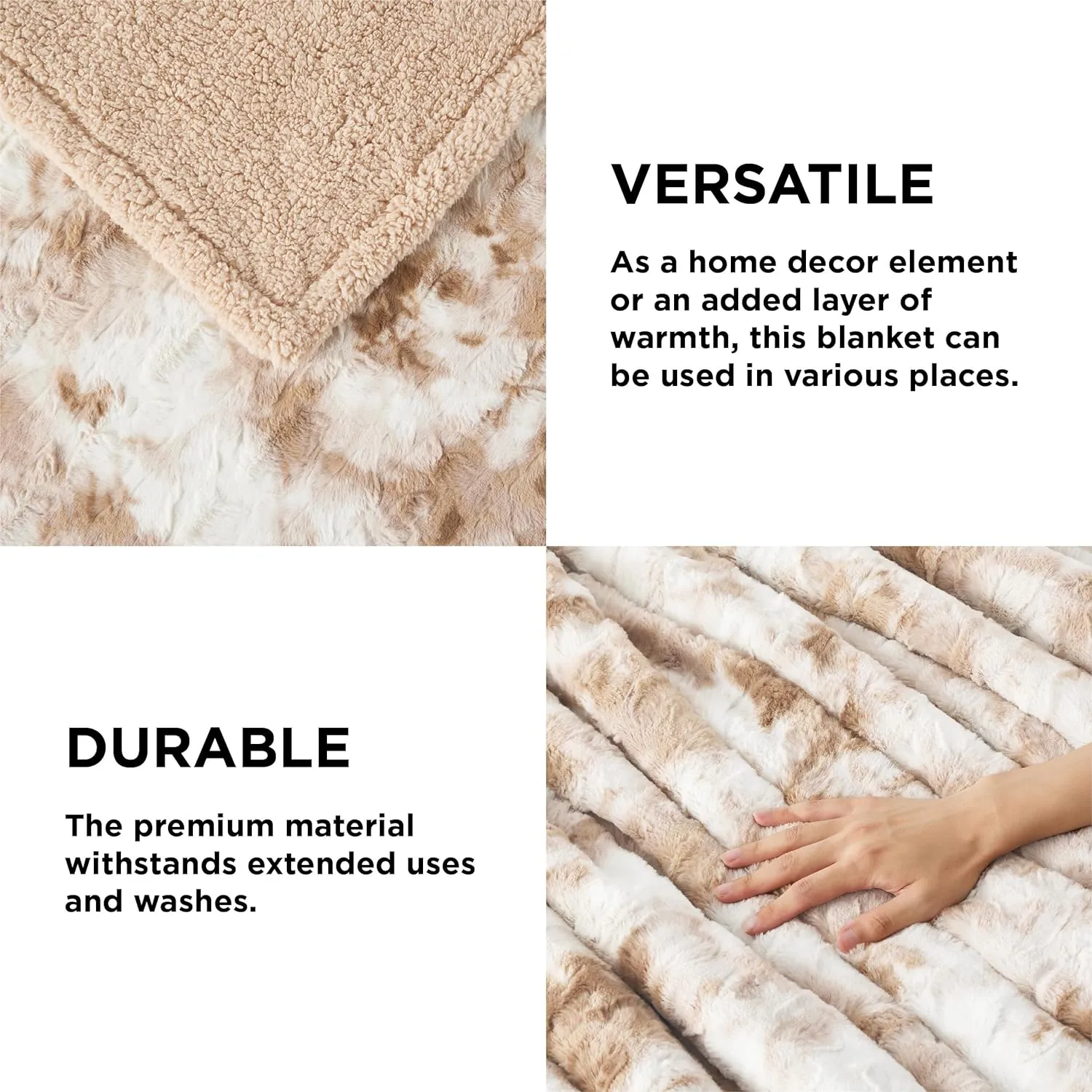 Bedsure Sherpa Blanket Twin Size - Soft, Fuzzy & Fluffy Faux Fur - Warm, Cozy Blanket for Couch, Sofa and Bed, Beige, 60x80 Inches