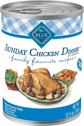 Blue Buffalo Family Favorites Adult Wet Dog Food, Made with Natural Ingredients, Sunday Chicken Dinner, 12.5-oz Can (Pack of 12)