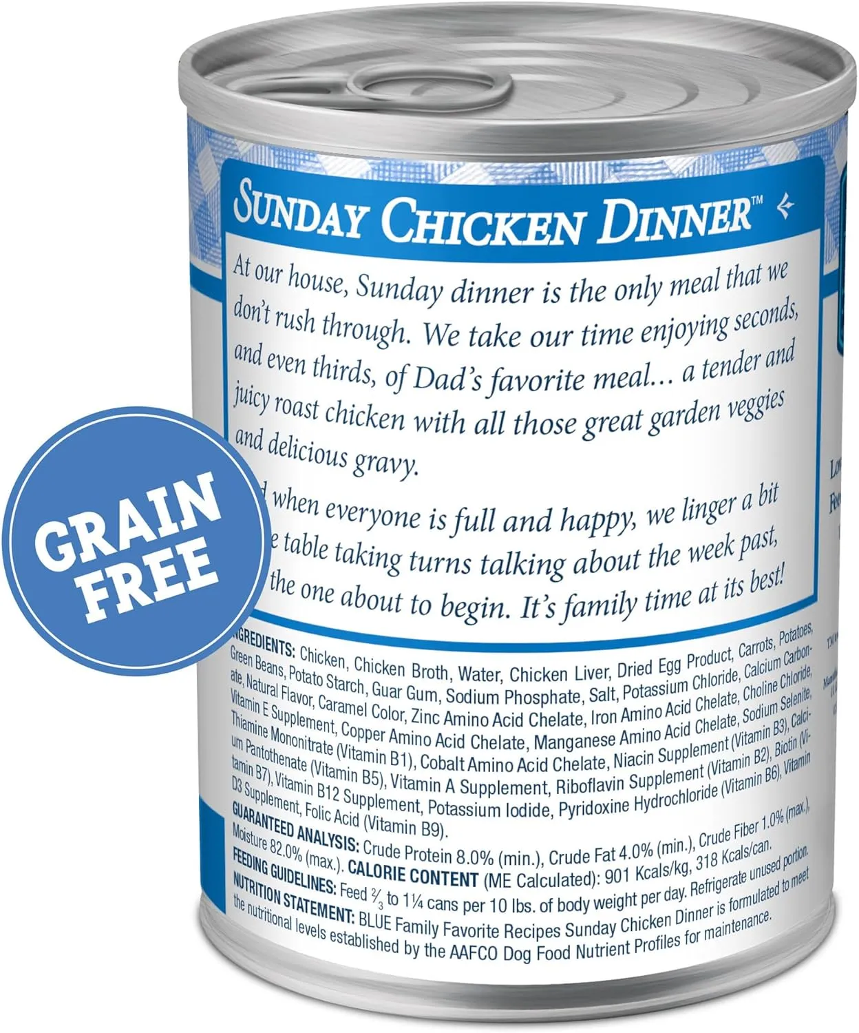 Blue Buffalo Family Favorites Adult Wet Dog Food, Made with Natural Ingredients, Sunday Chicken Dinner, 12.5-oz Can (Pack of 12)