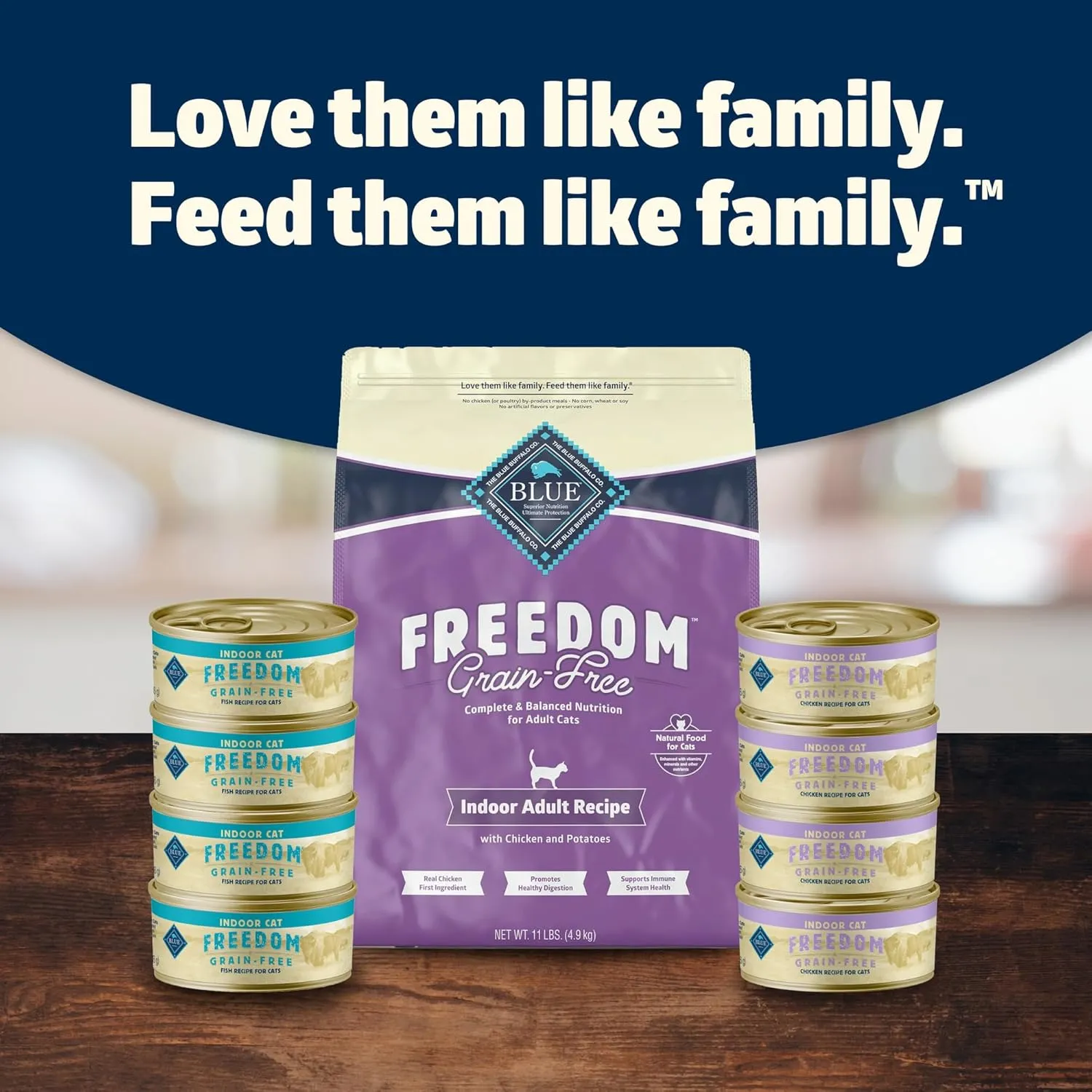 Blue Buffalo Freedom Grain-Free Adult Wet Cat Food, Complete & Balanced Nutrition for Indoor Cats, Made with Natural Ingredients, Chicken Recipe, 5.5-oz. Cans (24 Count)