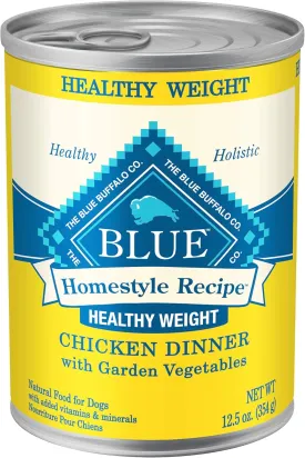 Blue Buffalo Homestyle Recipe Natural Adult Healthy Weight Wet Dog Food, Chicken 12.5-oz can (Pack of 12)