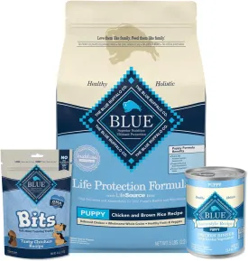 Blue Buffalo Life Protection Formula Natural Puppy Starter Kit - Dry & Wet Dog Food, & Blue Bits Puppy Treats, Chicken