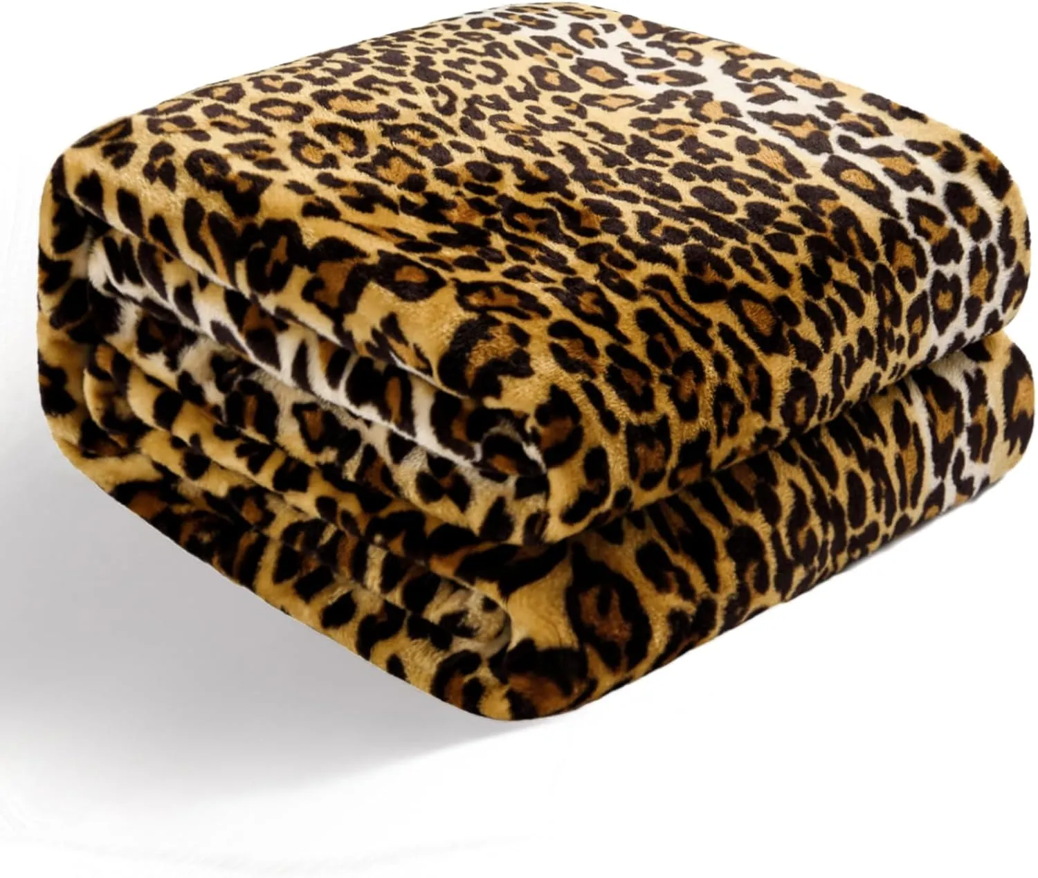Bnuitland Leopard Print Fleece Flannel Throw Blanket, 300 GSM Double Sided Fuzzy Fluffy Throw for Bed Sofa Couch Travel, Super Soft Lightweight Cheetah Print Blanket for Kids/Baby/Pets, 5040 inch