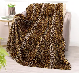 Bnuitland Leopard Print Fleece Flannel Throw Blanket, 300 GSM Double Sided Fuzzy Fluffy Throw for Bed Sofa Couch Travel, Super Soft Lightweight Cheetah Print Blanket for Kids/Baby/Pets, 5040 inch