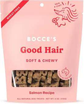 Bocce's Bakery Dailies Good Hair Dog Treats for Skin & Coat Support, Wheat-Free Dog Treats, Made with Real Ingredients, Baked in The USA, All-Natural Soft & Chewy, Salmon Recipe, 6 oz