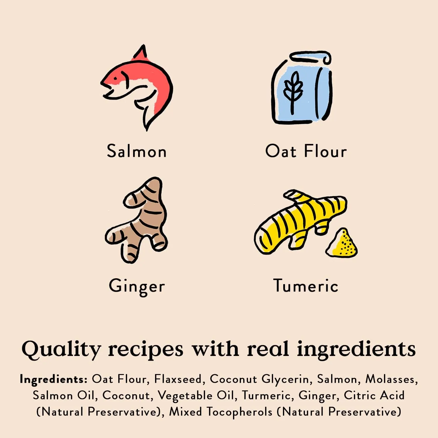 Bocce's Bakery Dailies Good Hair Dog Treats for Skin & Coat Support, Wheat-Free Dog Treats, Made with Real Ingredients, Baked in The USA, All-Natural Soft & Chewy, Salmon Recipe, 6 oz