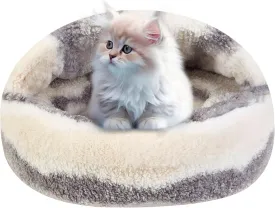 Calming Dog Beds & Cat Cave Bed with Hooded Cover, Dog Beds for Small Dogs, Faux Fur Cuddler Round Comfortable Self Warming Pet Bed, Non-Slip Washable Round Donut Cat Bed (Dark Gray, 24 inches)