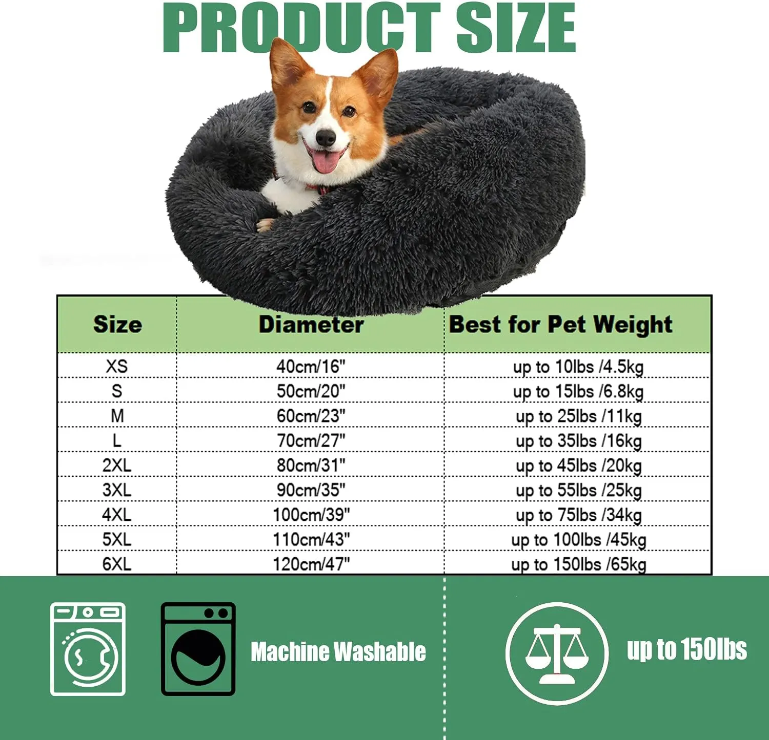 Calming Faux Fur Dog Beds Calming Donut Cuddler Dog Bed Washable Round Cat Bed Pillow Cuddler Fluffy Indoor Dog Calming Beds with Anti Slip Bottom Solid Color Hot Pink 16 Inch