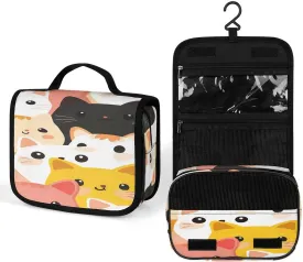 Cartoon Kitten Cats Makeup Bag Portable Hanging Organizer for Travel Wash Bags With Handle And Divider