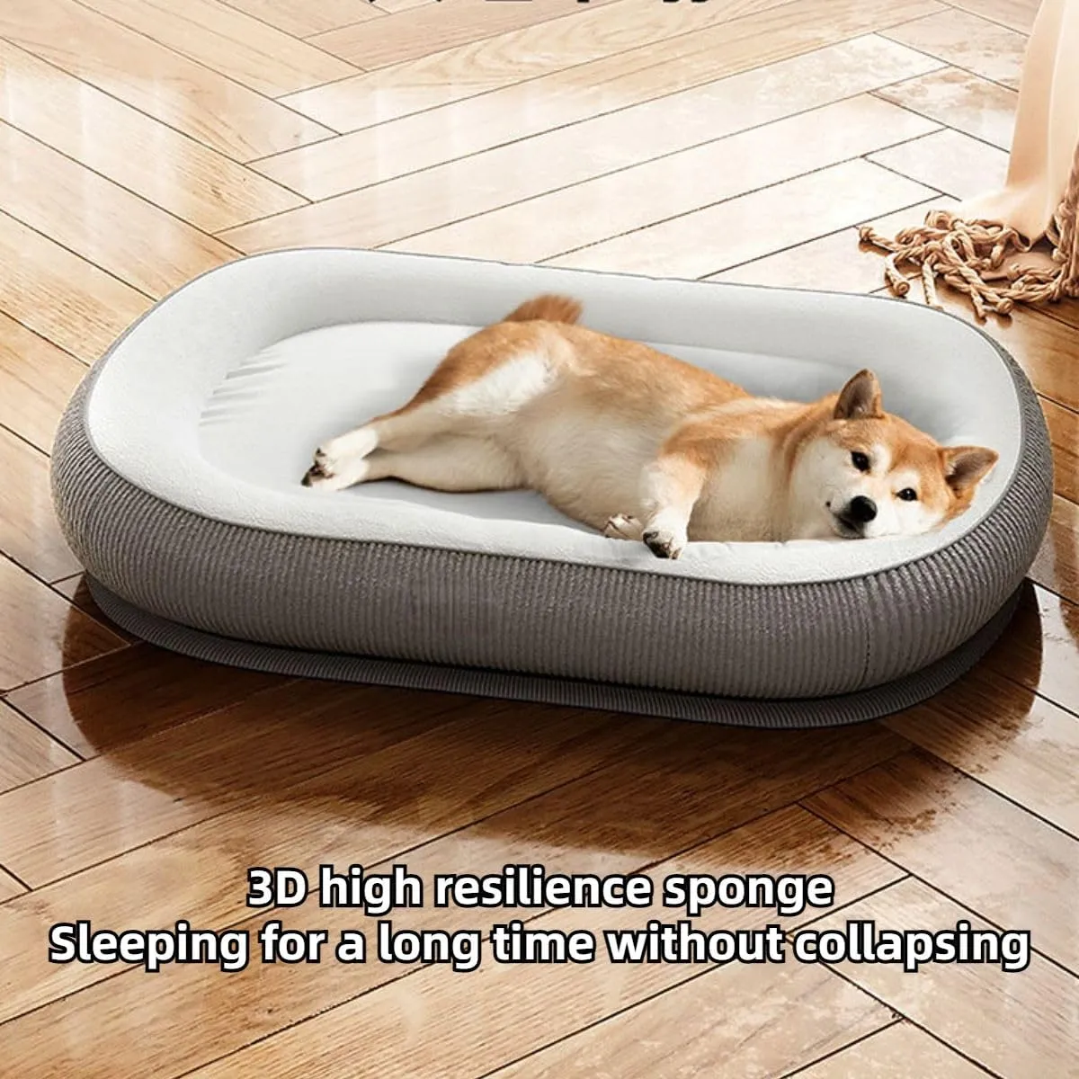 Cat Bed for Indoor Cats, Dog Bed for Small Medium Dogs Breeds, Oval Kennel Bed, Pet Couch Bed with Four Sided Bolster, Removable Washable Cover& Non-Slip Bottom (Green,Small)