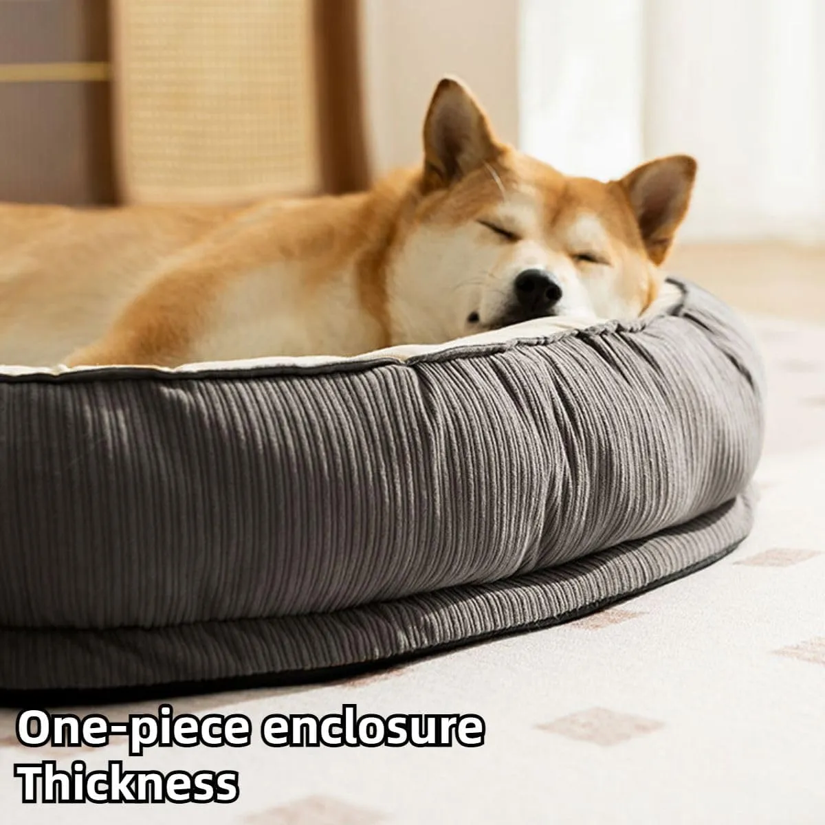 Cat Bed for Indoor Cats, Dog Bed for Small Medium Dogs Breeds, Oval Kennel Bed, Pet Couch Bed with Four Sided Bolster, Removable Washable Cover& Non-Slip Bottom (Green,Small)