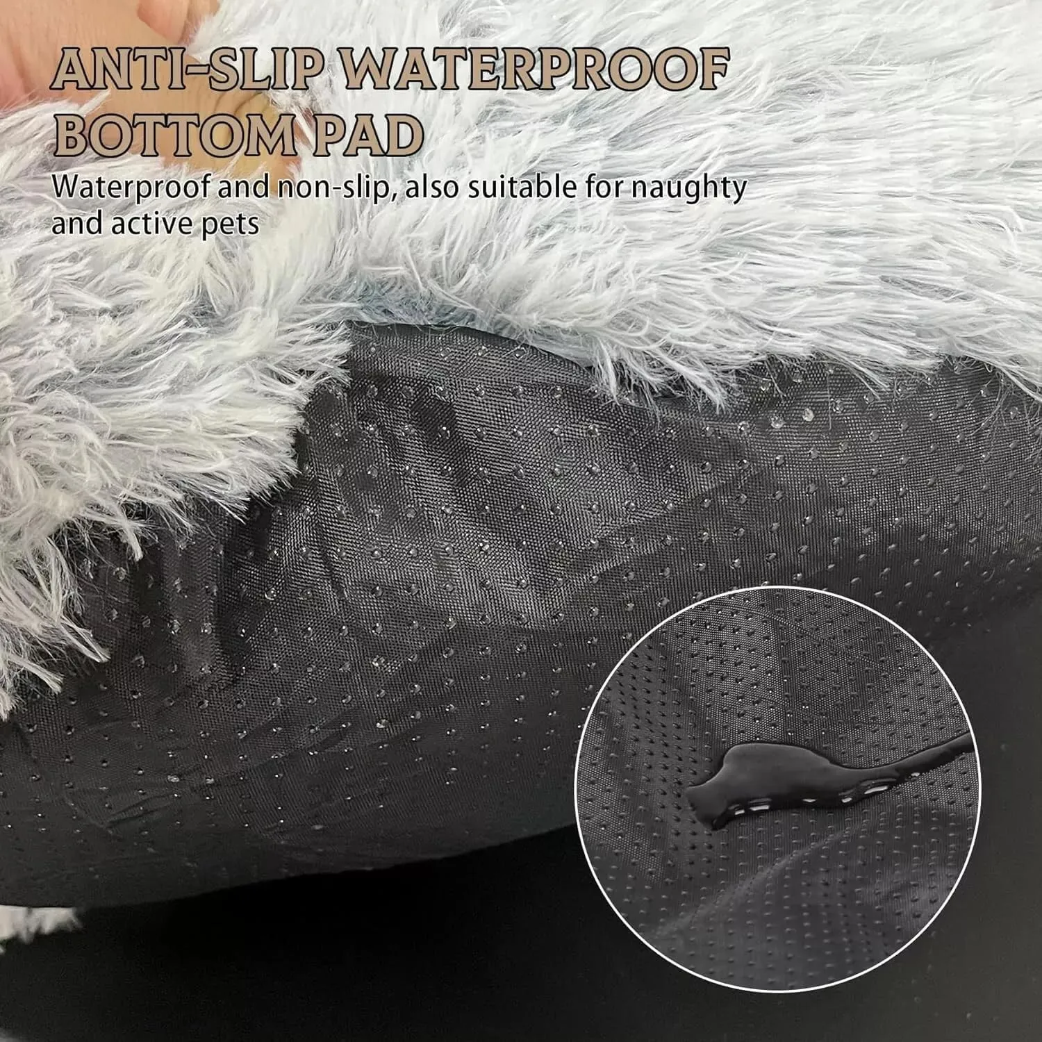Cat Bed Round Fluffy Hooded Cat Bed Cave, Anti-Anxiety Cave Bed with Hooded Blanket, Cozy Cuddler Luxury Puppy Pet Bed, Anti-Slip Bottom and Machine Washable (Grey, Medium)