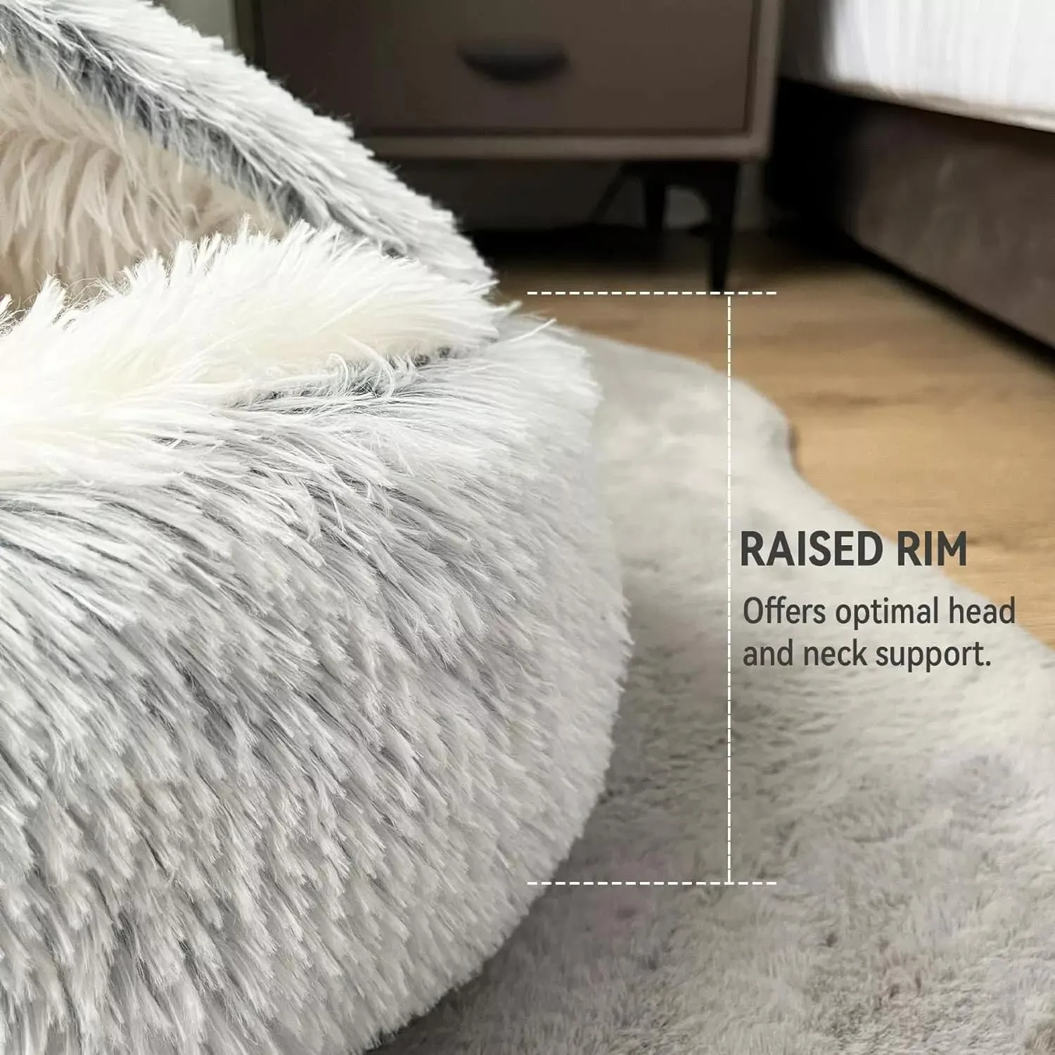 Cat Bed Round Fluffy Hooded Cat Bed Cave, Anti-Anxiety Cave Bed with Hooded Blanket, Cozy Cuddler Luxury Puppy Pet Bed, Anti-Slip Bottom and Machine Washable (Grey, Medium)