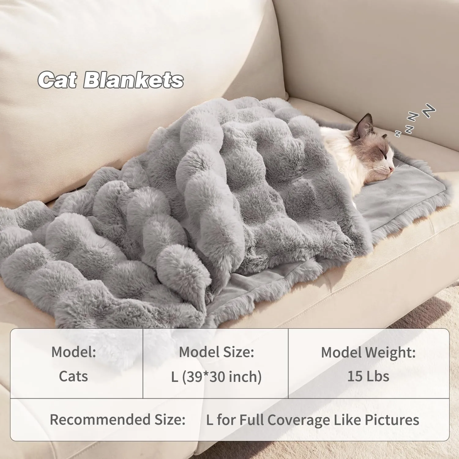 Cat Blanket for Indoor Cats Ultra Soft Plush Faux Fur Kitten Blankets Machine Washable Reversible Pet Throw Protector for Couch Furniture 21"X 18" Grey
