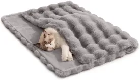 Cat Blanket for Indoor Cats Ultra Soft Plush Faux Fur Kitten Blankets Machine Washable Reversible Pet Throw Protector for Couch Furniture 21"X 18" Grey