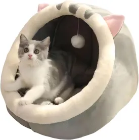 Cat Cave Bed House Tent Hideaway Pod for Indoor Cats - Felt Kitten Beds Covered for Ultimate Cozy Comfort (Size: M)