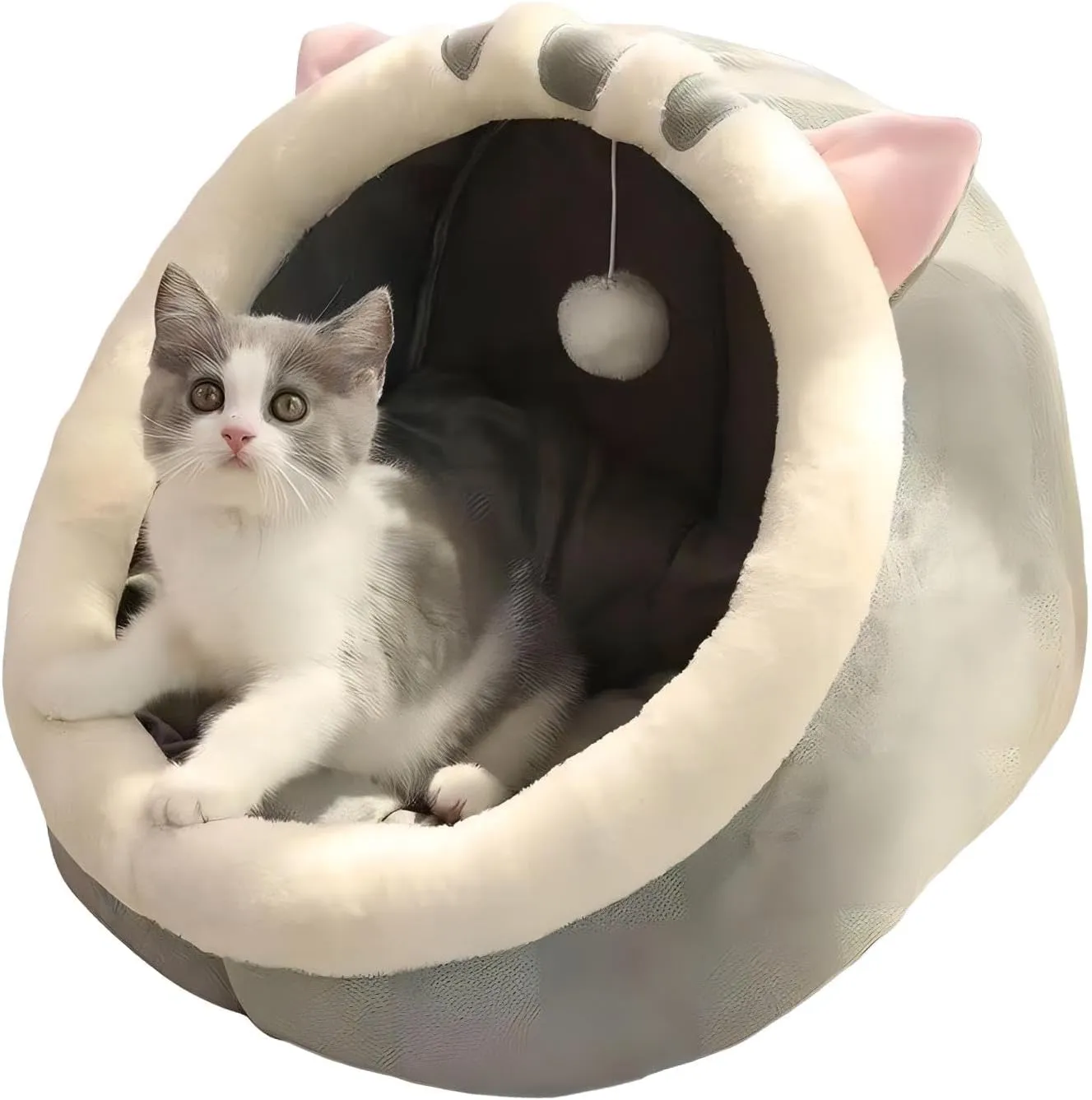 Cat Cave Bed House Tent Hideaway Pod for Indoor Cats - Felt Kitten Beds Covered for Ultimate Cozy Comfort (Size: M)