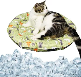 Cat Dog Pet Cooling Mat Cushion Pad Bed Summer Cool Down Comfortable Soft for Pets and Adults (Round Forest, Small)