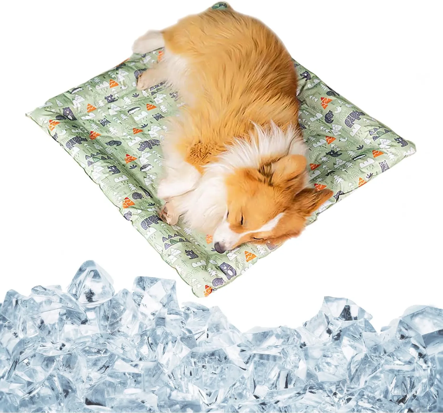 Cat Dog Pet Cooling Mat Cushion Pad Bed Summer Cool Down Comfortable Soft for Pets and Adults (Square Forest, Small)
