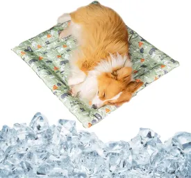 Cat Dog Pet Cooling Mat Cushion Pad Bed Summer Cool Down Comfortable Soft for Pets and Adults (Square Forest, Small)