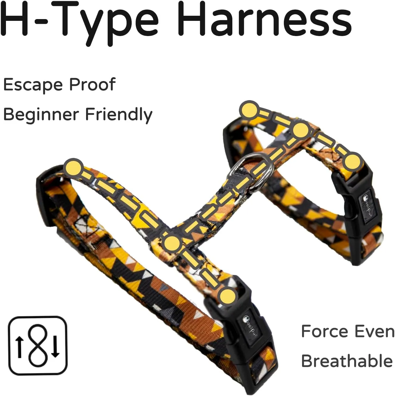Cat Harness and Leash Set Escape Proof H-Type Dog Harness for Small Cats & Dogs with 3.9 ft Leash, Nylon, Adjustable, Up to 15.4 lbs, Yellow