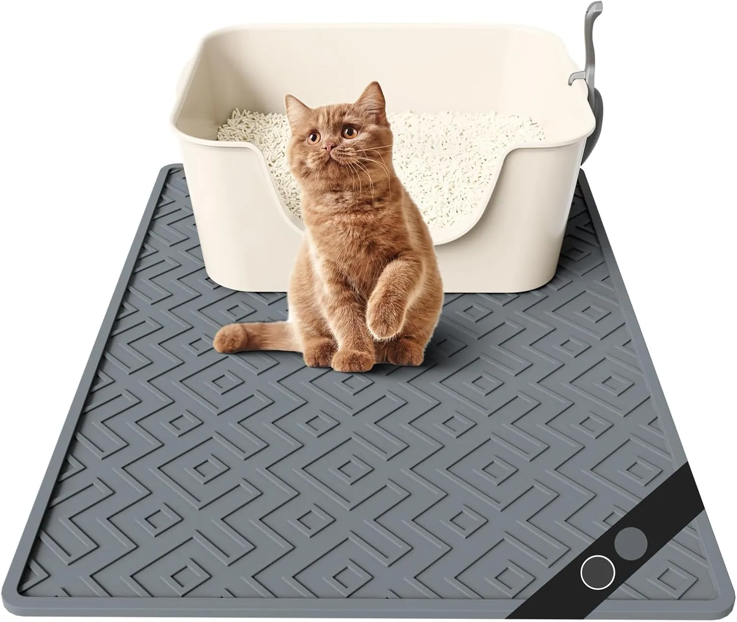 Cat Litter Mat 28"x20"  Large Silicone Litter Trapping Mat, Waterproof, Non-Slip, Easy to Clean, Soft & Durable Floor Mat for Cats & Pets