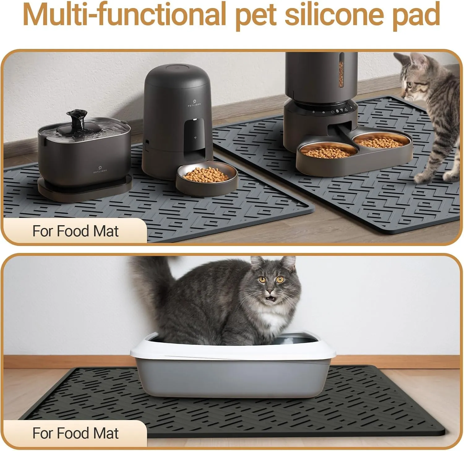 Cat Litter Mat 28"x20"  Large Silicone Litter Trapping Mat, Waterproof, Non-Slip, Easy to Clean, Soft & Durable Floor Mat for Cats & Pets