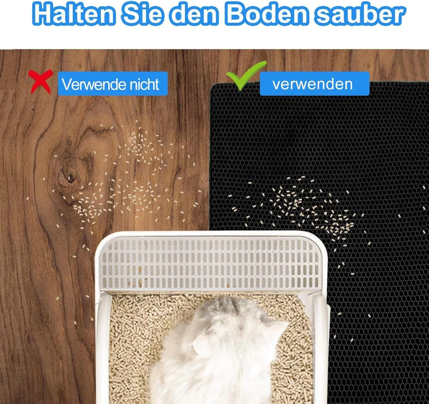 Cat Litter Mat Litter Trapping Mat, Honeycomb Double Layer Easy Clean Litter Mat Less Waste,Soft On Paws,Non-Slip, Cat Litter Trap Mat,Yellow-M
